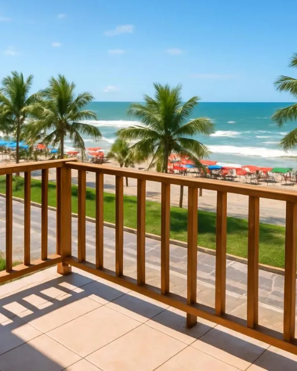Varanda com vista para a Praia do Tombo no Senses Praia Hotel